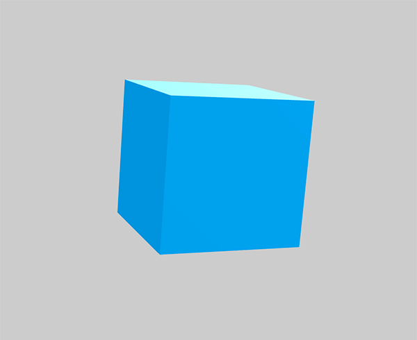 Blue Babylon.js 3D box on the gray background.